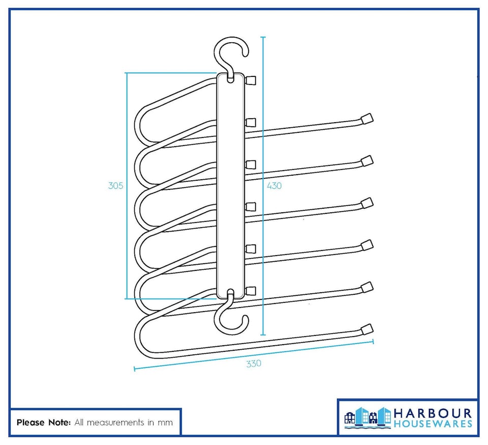 image 1 of Harbour Housewares Space-Saving Trouser Hangers - 6-in-1 - White - Pack of 10
