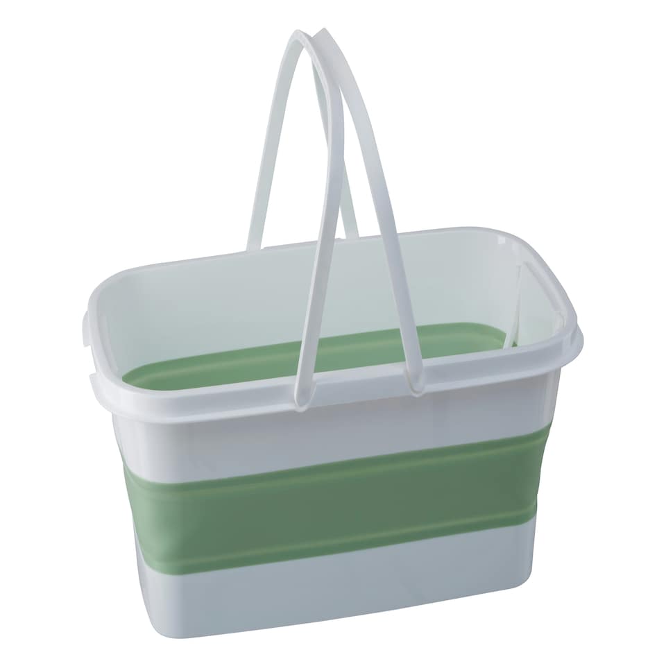 image 1 of Interiors By Premier Collapsible Laundry Basket in Green & White,Folding Hamper With Handles,Washing Bin,Foldable Utility Basket Green