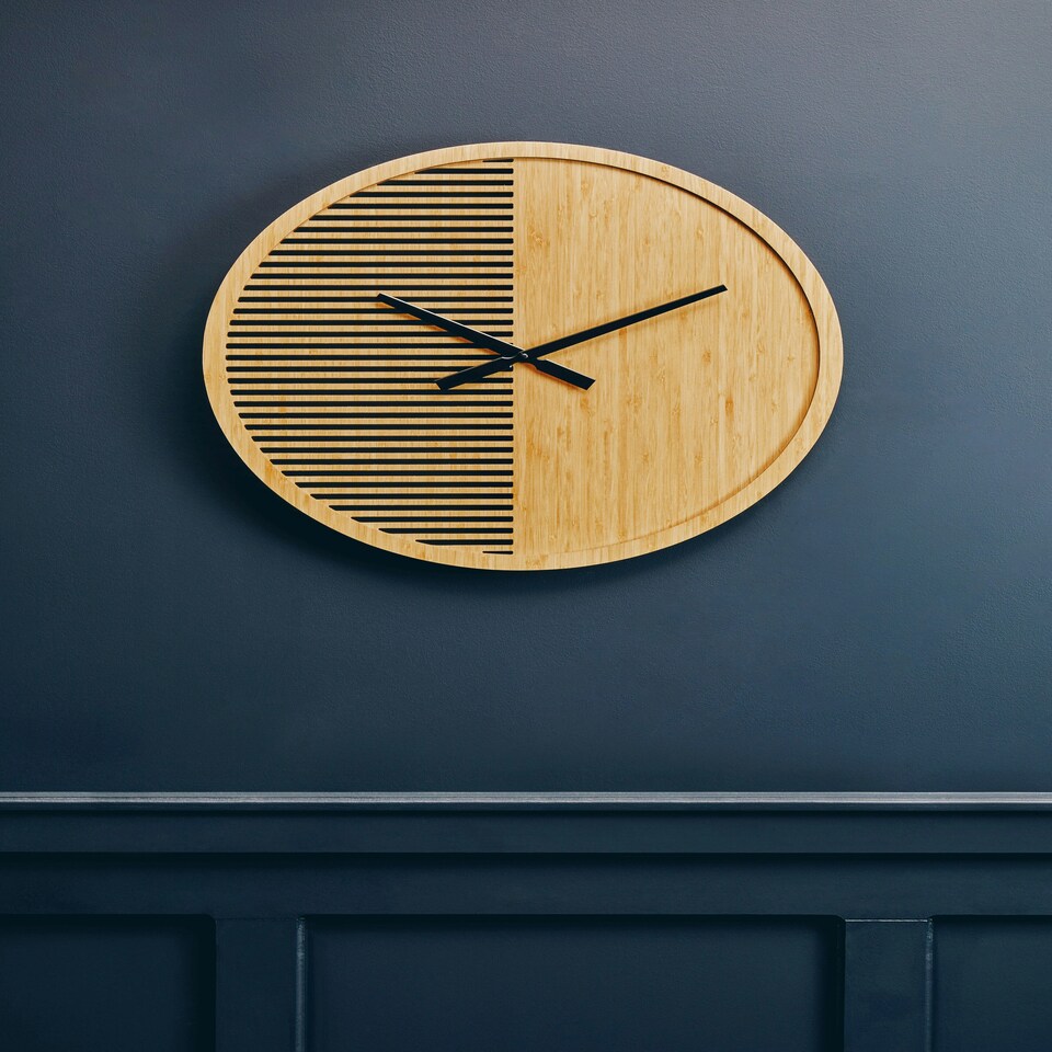 image 1 of Interiors by Premier Easily Maintained Large Wooden Wall Clock, Large Wood Dial Clock In Kitchen, Contemporary Large Wall Clock