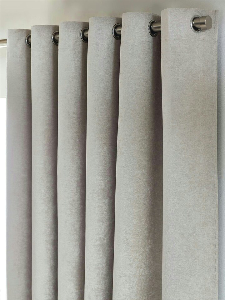 image 1 of Chenille Blackout Ring Top Eyelet Curtains - 229cm x 229cm - Silver