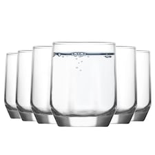 LAV Diamond Water Glasses - 215ml - Clear - Pack of 6 | Clear | Clear