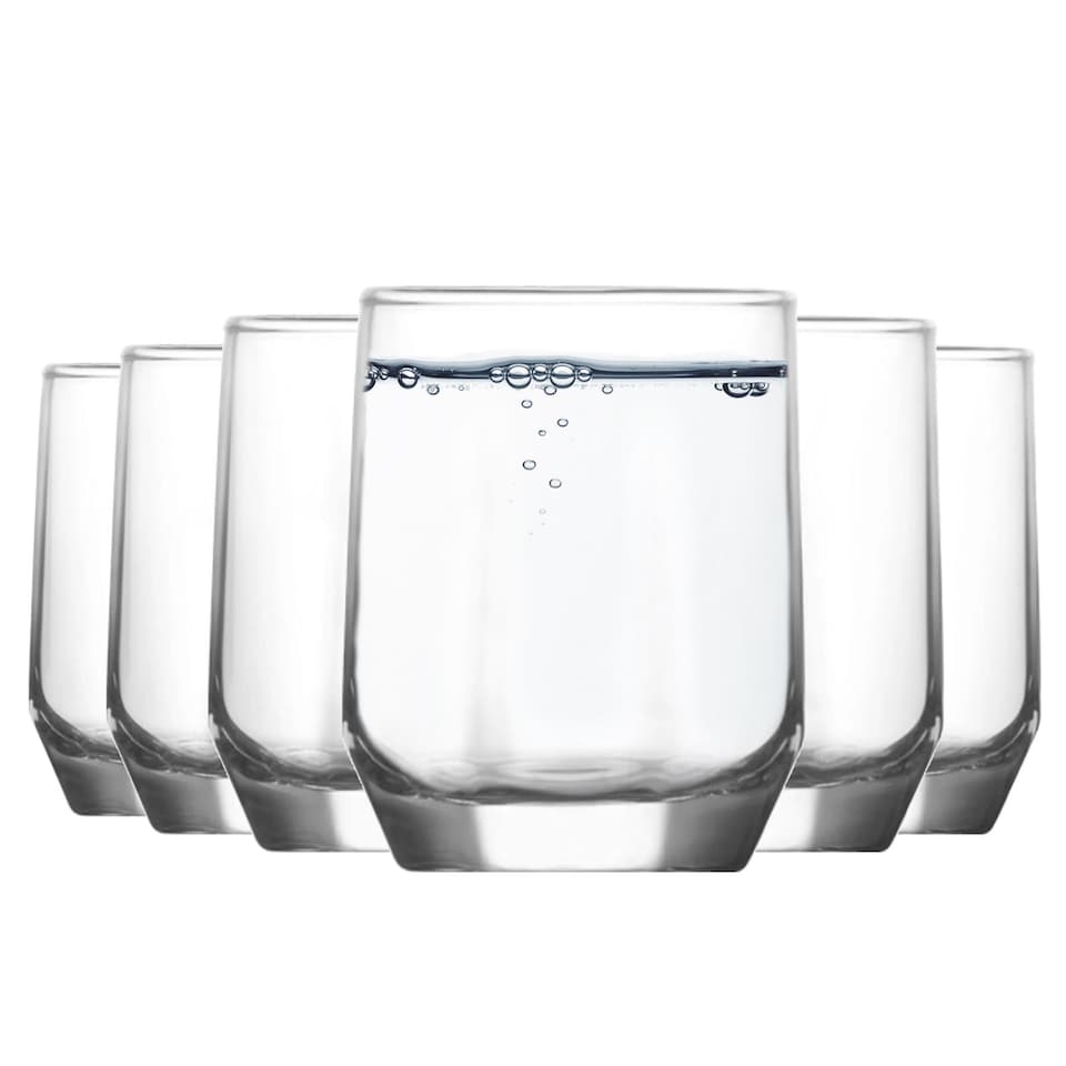 image 1 of LAV Diamond Water Glasses - 215ml - Clear - Pack of 6 | Clear | Clear