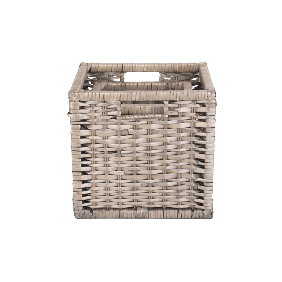 image 1 of Set of 2 Wooden Framed Split Willow Storage Basket | Brown | Brown | Not provided