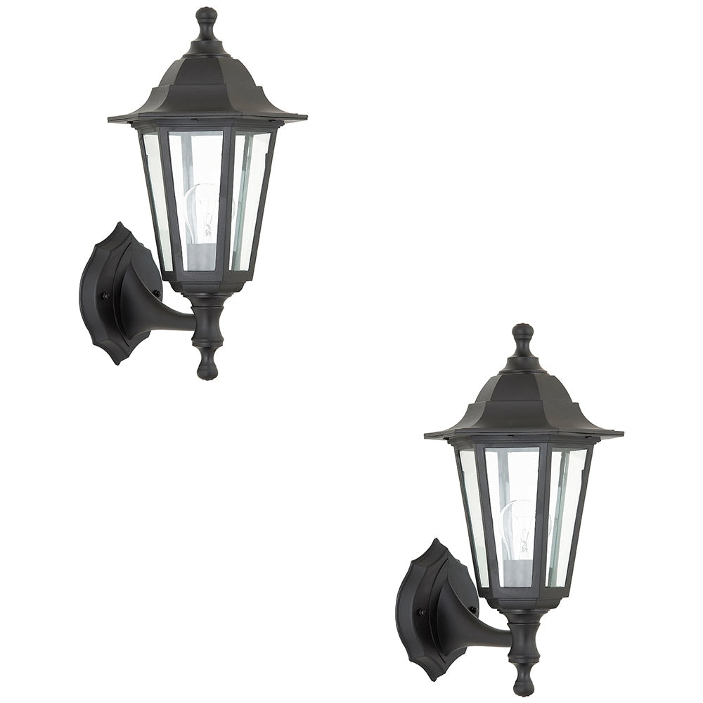 Loops 2 PACK Traditional Lantern IP44 Wall Light - 60W E27 GLS LED - Dimmable Lamp