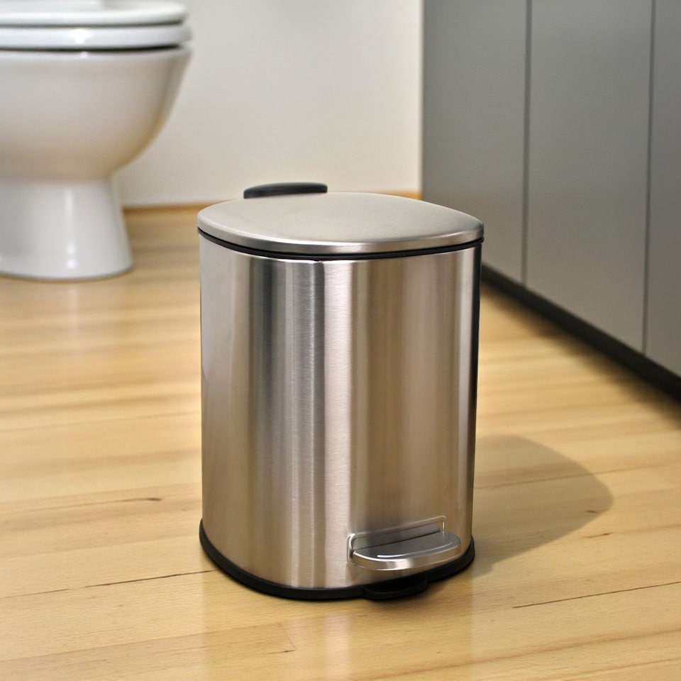 image 1 of Showerdrape Capri Stainless Steel Satin 3L Pedal Bin | Chrome | Satin Chrome | 1