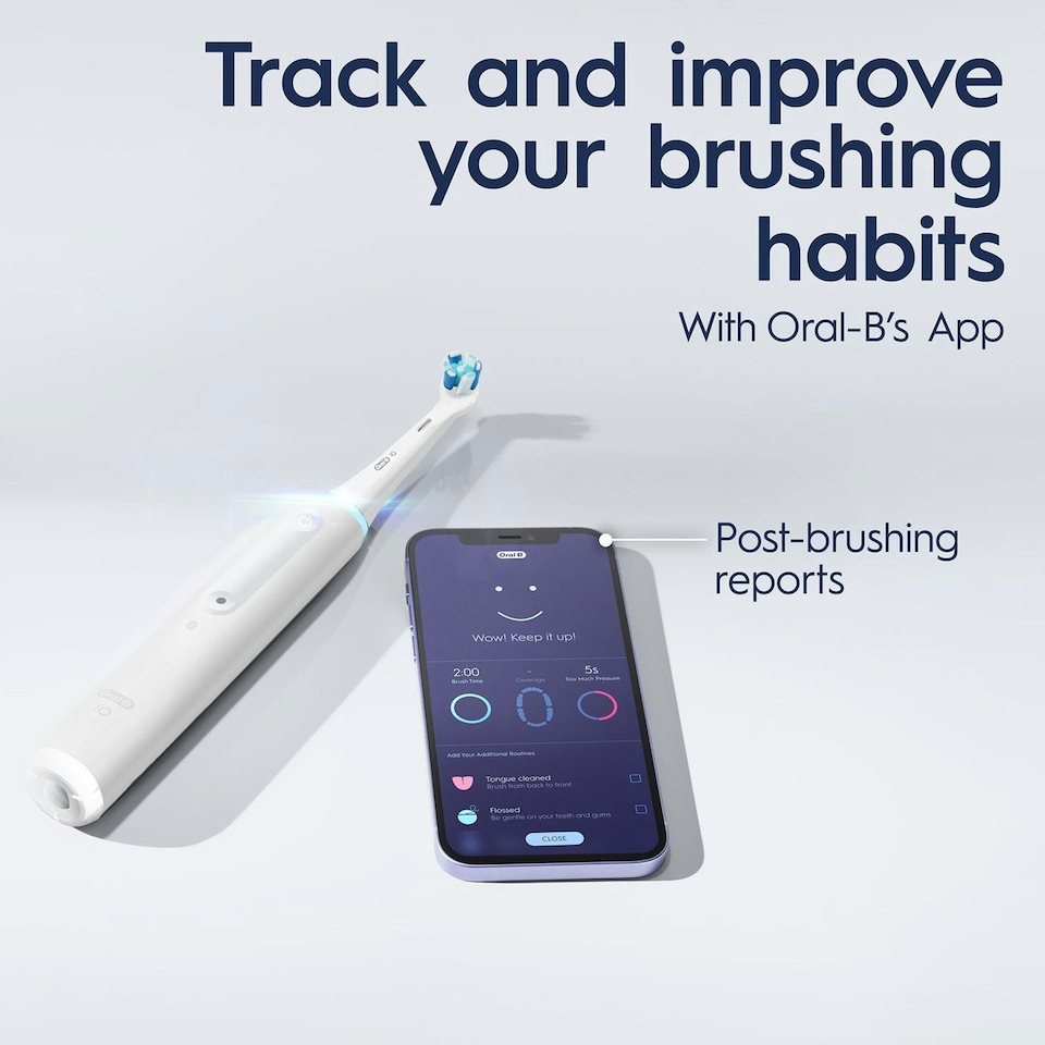 image 1 of Oral-B iO4 Electric Rechargeable Toothbrush with 4 Modes & UK 2 Pin Plug, White