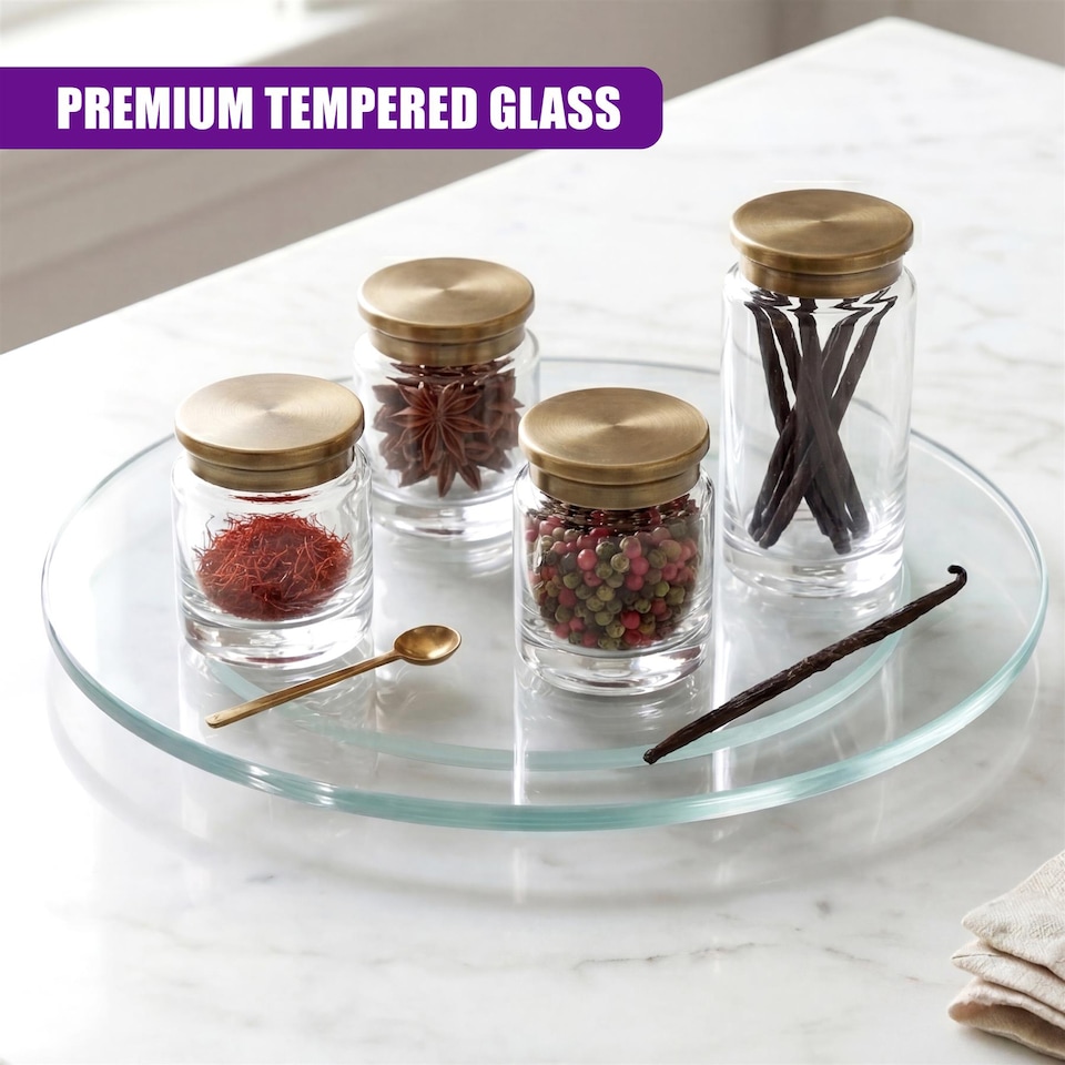 image 1 of GEEZY Lazy Susan Rotating Kitchen Organizer Clear Large