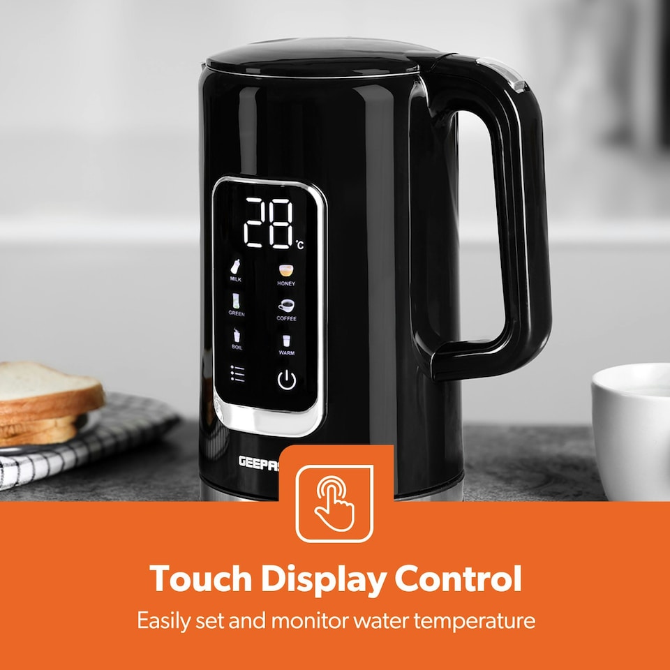 image 1 of GEEPAS 4 Slice Long Toaster & Electric Kettle Set | Multi