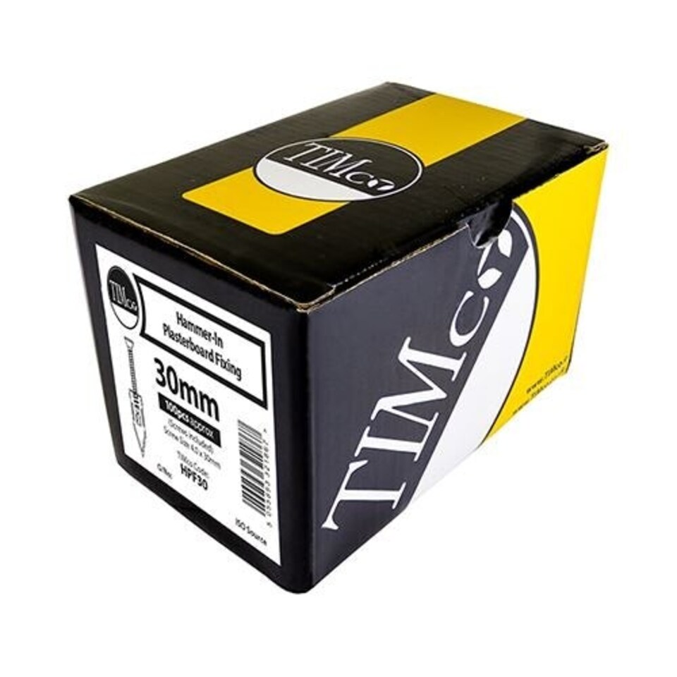 image 1 of Timco - Hammer-In Fixings - PZ - Yellow (Size 4 x 30mm - 100 Pieces)