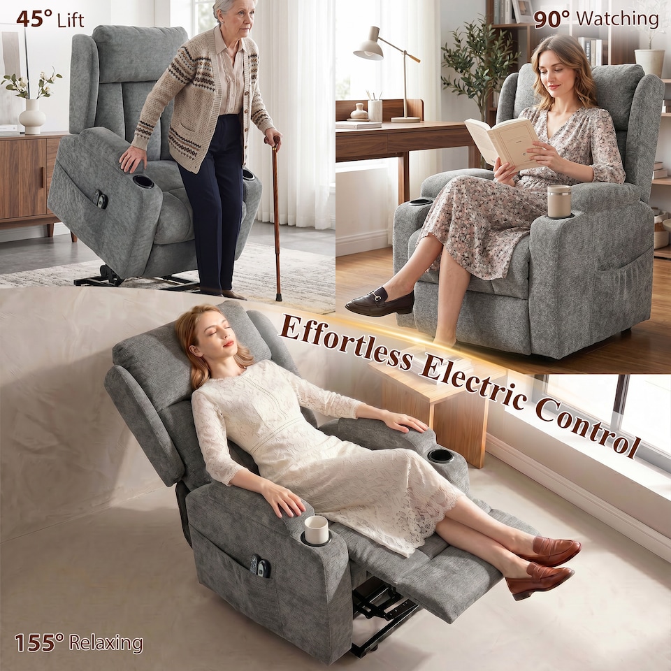 image 1 of HOMCOM Power Recliner Chair w/ Massage and Heat, Electric Lift Chair