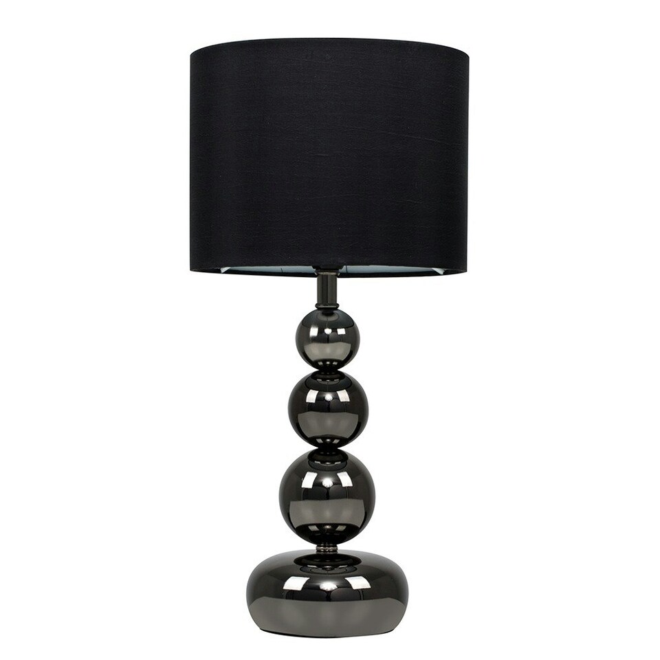 image 1 of ValueLights Chrome Table Lamp with Black Faux Silk Shade