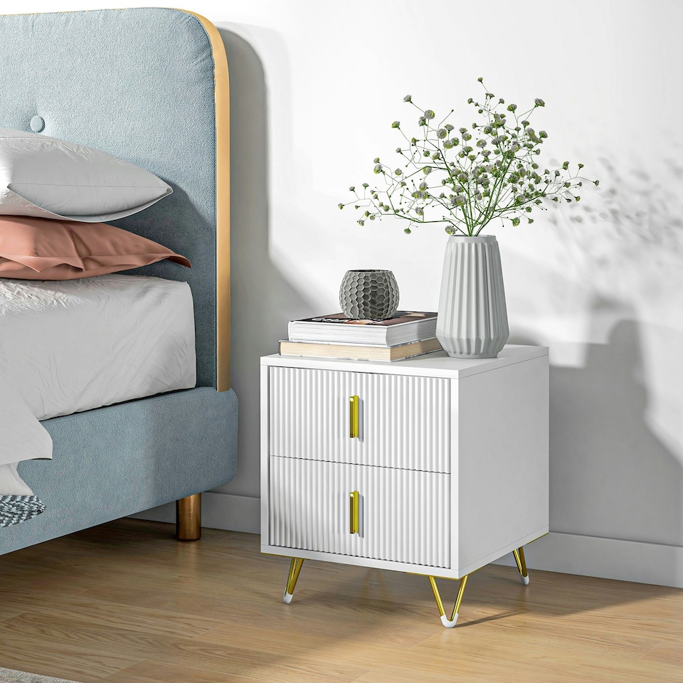 image 1 of HOMCOM 2 Drawer Dresser, Chest of Drawers Storage Cabinet, White