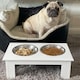 image 7 of PawHut Raised Dog Bowls Pet Feeder Raised Elevated Stainless Steel Food White