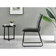 image 4 of Furniturebox 2x Halle Dark Grey Fabric Black Leg Dining Chairs