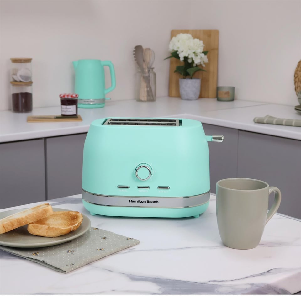 image 1 of Hamilton Beach Ella Mint Kettle, Toaster & Microwave Set