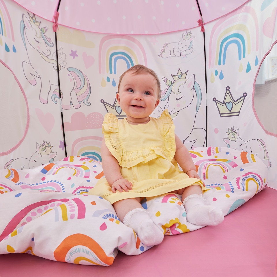 image 1 of Kids Unicorn Play Tent and Play Mat Set