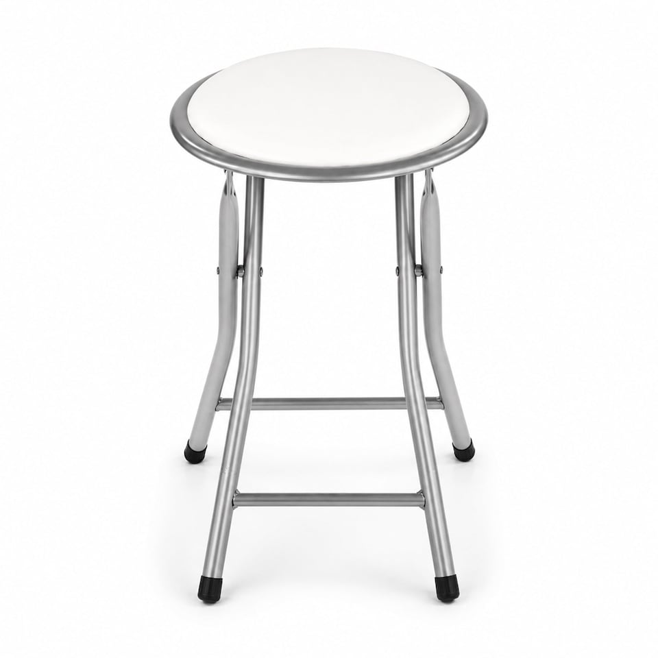 image 1 of White Padded Folding Breakfast Kitchen Bar Stool Seat | White