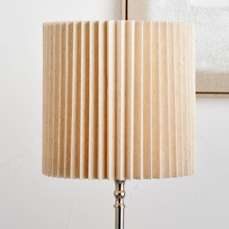 image 1 of Natural Linen Hard Pleat Lampshade | Cream | Cream | 1