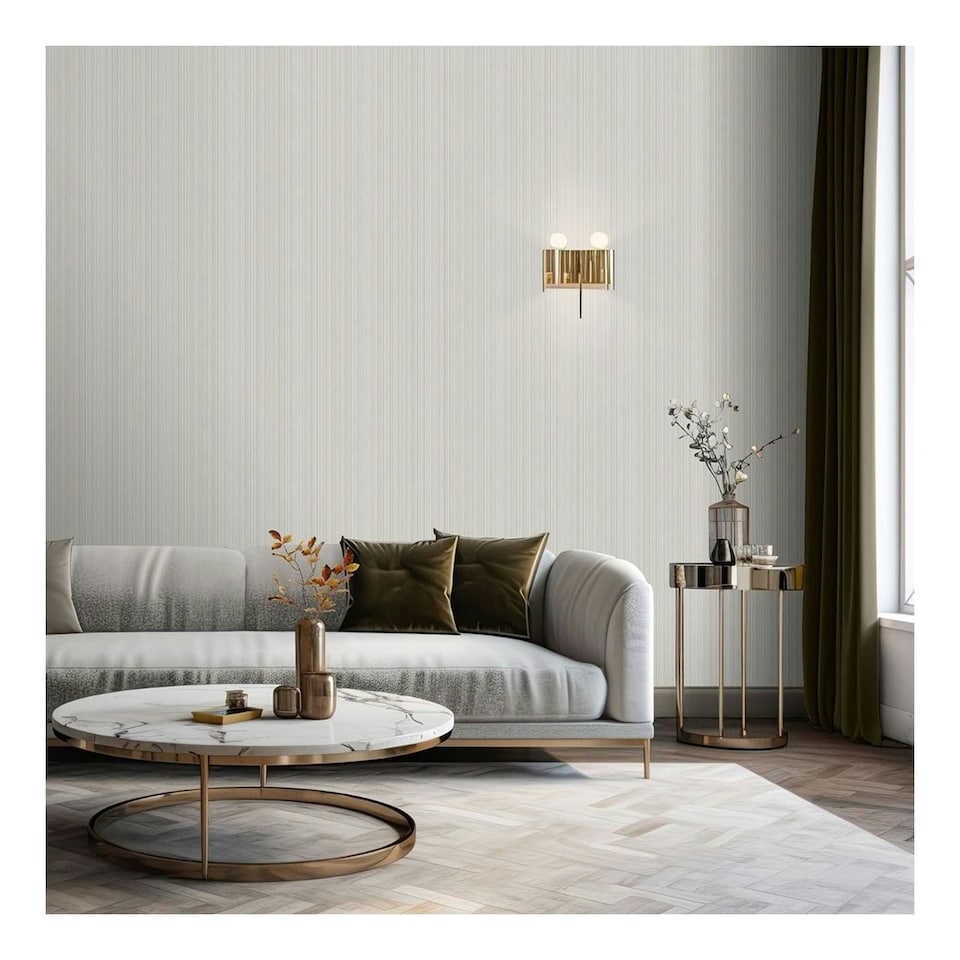 image 1 of Muriva Venezia Stripe Wallpaper - Natural - 10m x 53cm | Cream
