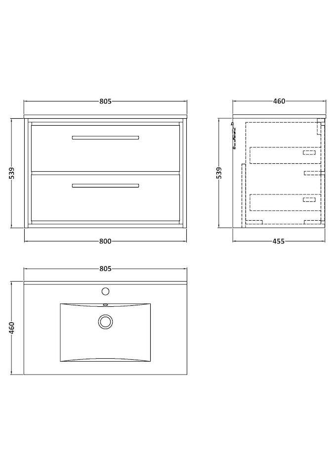 image 1 of Bathroom Wall Hung 2 Soft-Close Drawer Vanity Unit, Green, 800mm | Green | Reed Green | 1