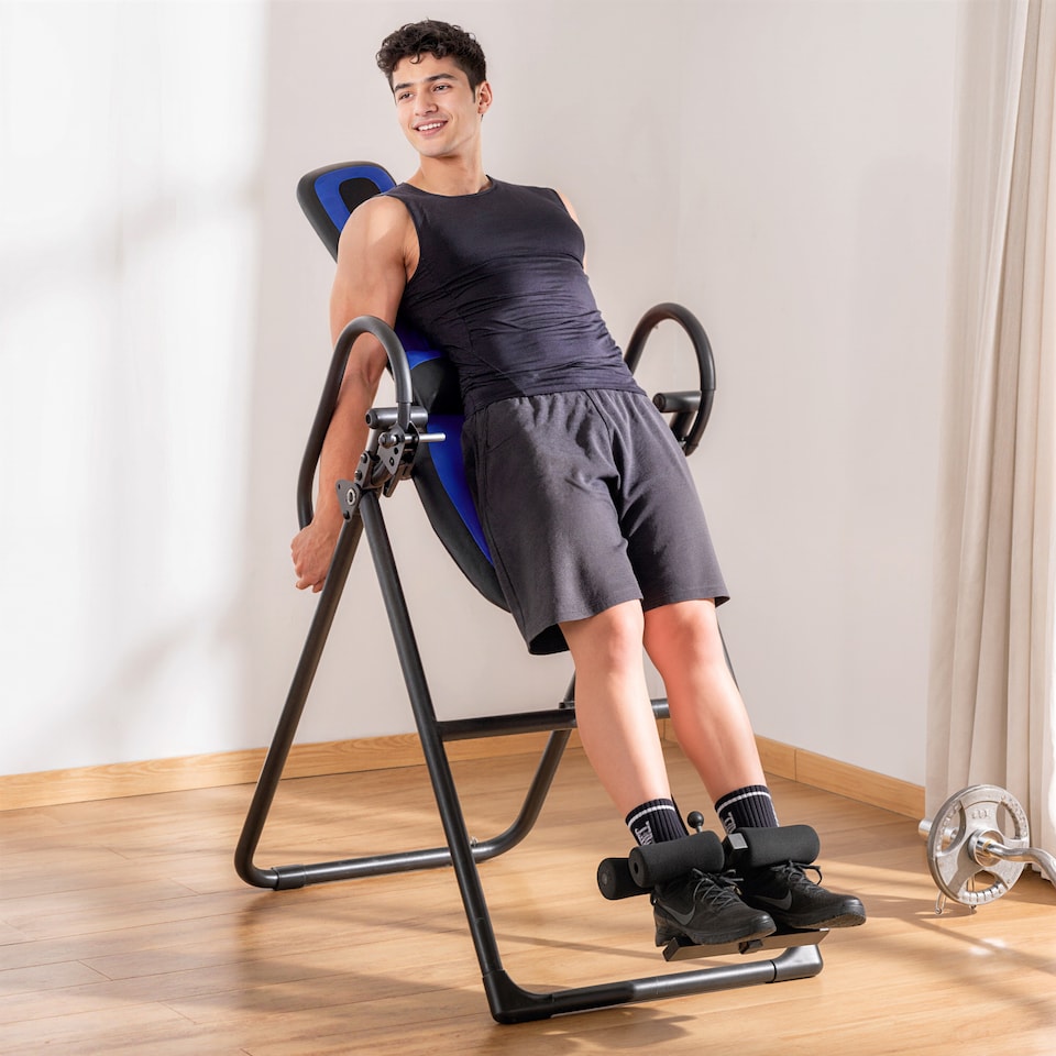 image 1 of HOMCOM Foldable Gravity Inversion Table, Fitness Bench with Soft Ankle Cushions