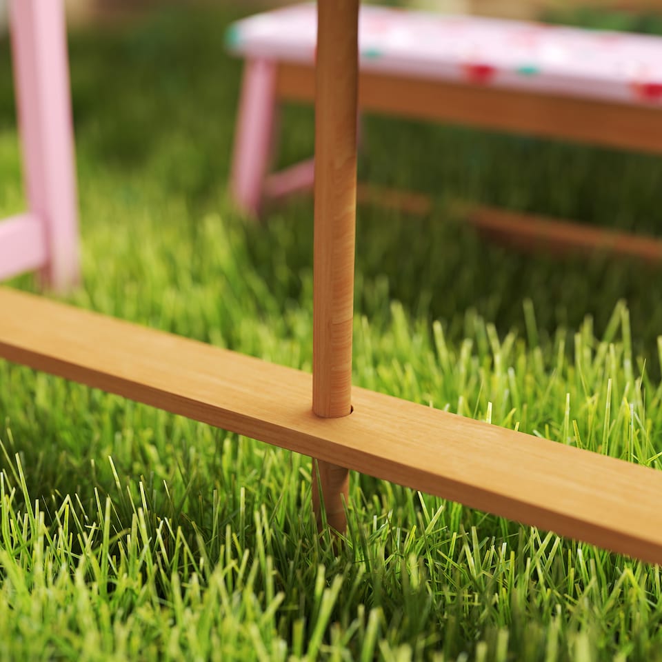 image 1 of AIYAPLAY Kids Picnic Table, Wooden Children Garden Table and Bench Set, Pink | Pink