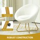 image 5 of HOMCOM Faux Fur Comfy Chair with Golden Metal Legs, Non-Slip Footpad, White