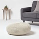 image 2 of Homescapes Natural Large Round Cotton Knitted Pouffe Footstool | Cream | 70 x 23 cm