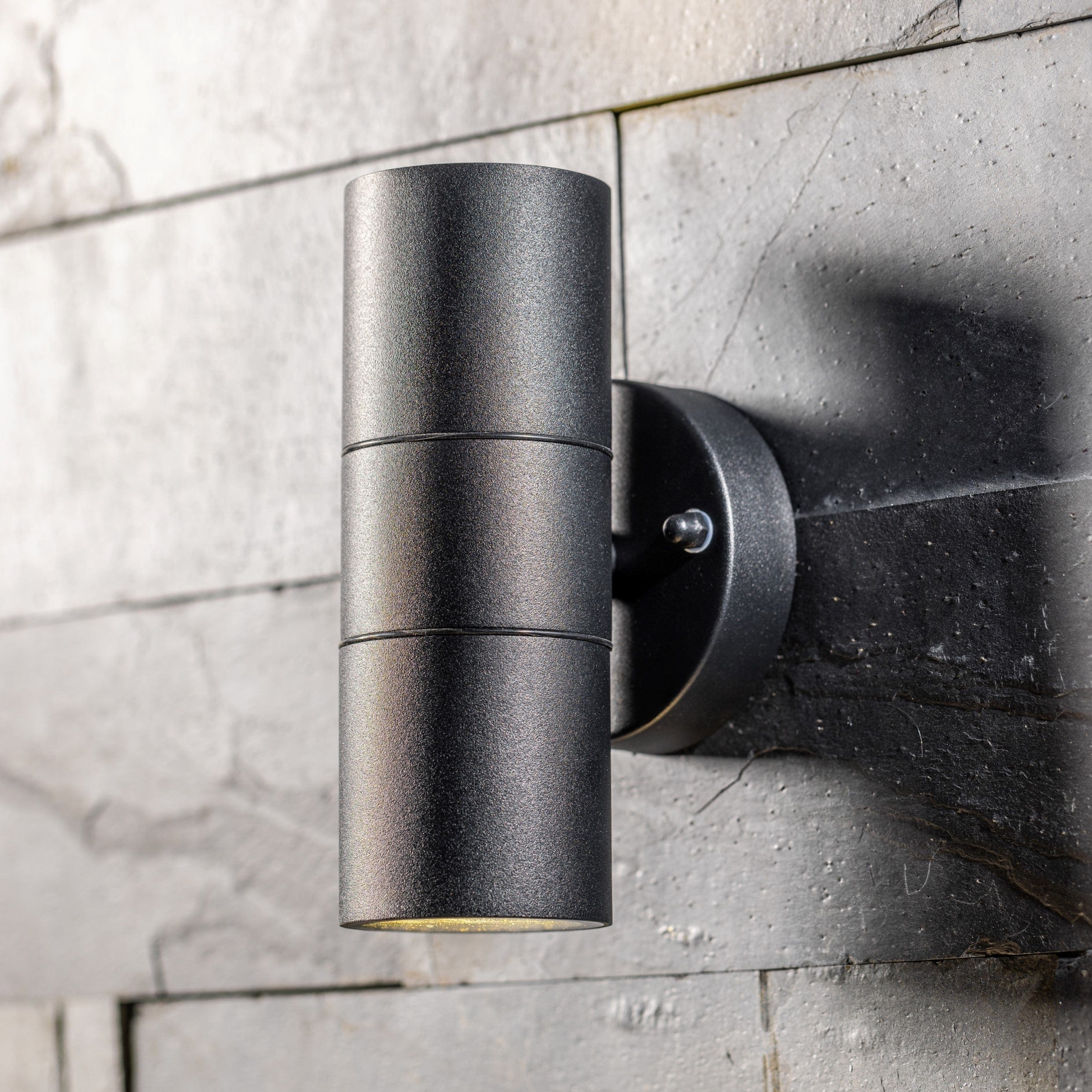 CGC Lighting MIA Dark Grey Stainless Steel GU10 Up and Down Outdoor Wall Light IP44 Multi Grey / silver Height: 16.5 cm, diameter: 8.5 cm, width: 9 cm