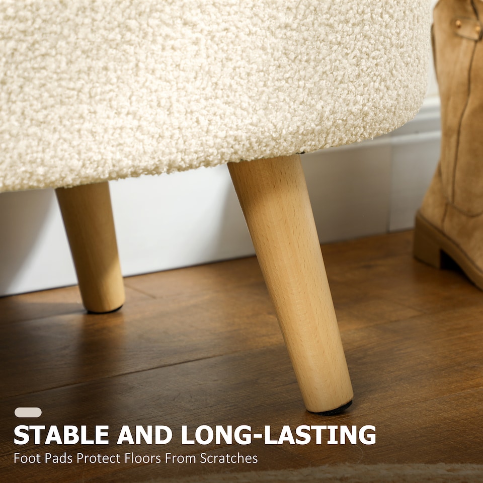 image 1 of HOMCOM Ottoman Storage Bench, Padded Bedroom Bench with Storage and Lid, Foot Stool for Hallway, Living Room, Cream White | Cream | Cream