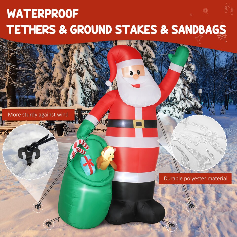 image 1 of Outsunny 9ft Giant Christmas Blow Up Decoration with Built-in LED Lights | Red