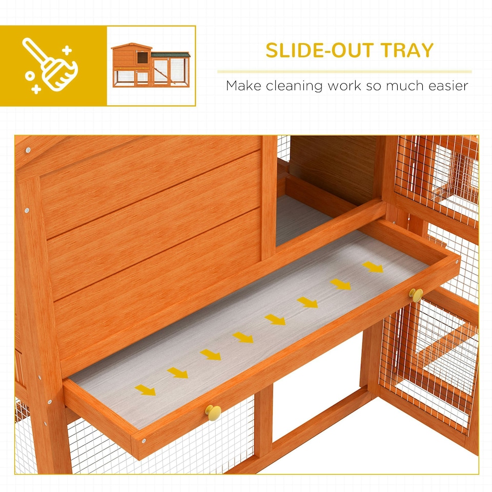image 1 of PawHut Rabbit Hutch, Guinea Pig Hutch 2 Tier w/ Run & Tray, Asphalt Roof