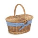 image 1 of Light Steamed Finish Check Oval Wicker Basket with Lining | Blue | Blue and White Checked | One Size