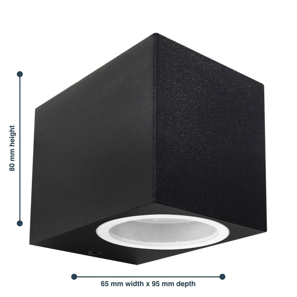 image 1 of First Choice Lighting Set of 6 Falmouth Black Downwards Outdoor IP44 Wall Light Black | Clear