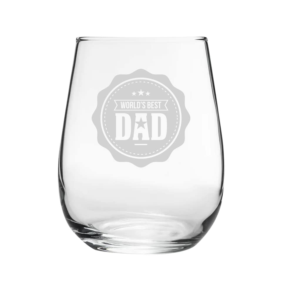 image 1 of Personalised World's Best Dad Engraved Stemless Wine Gin Tumbler