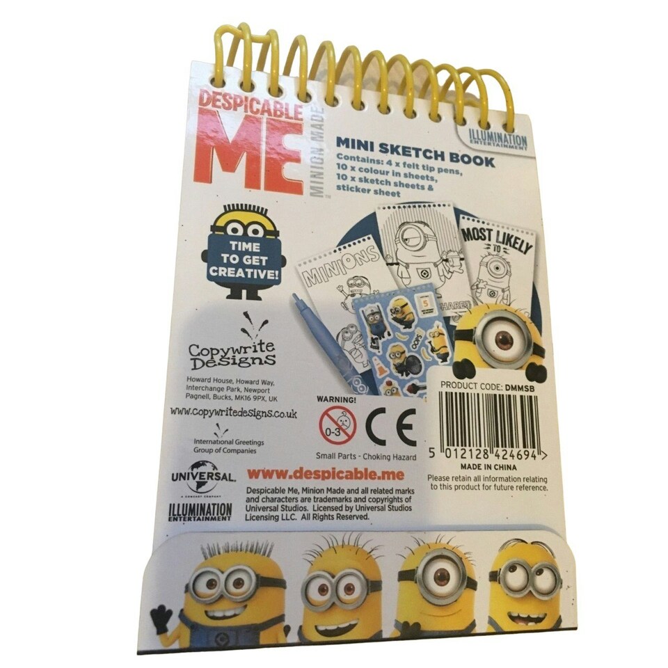image 1 of Despicable Me It Could Be Worse Mini Minions Sketchbook Set - Black/White/Yellow - One Size