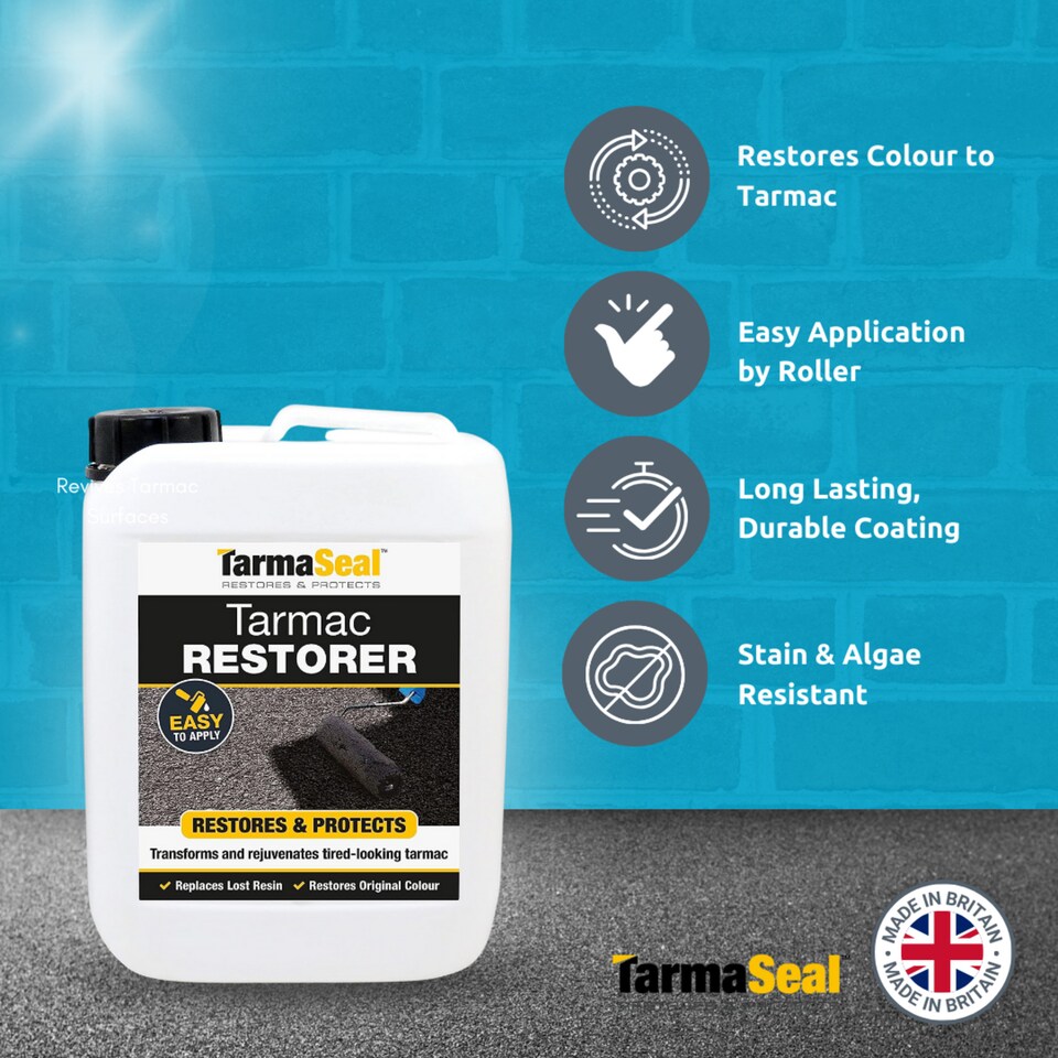 image 1 of Tarmaseal Tarmac Restorer (Black) Tarmac Paint, Tarmac Sealer, Restore Lost Colour for Tarmac Driveway, 3-5 Year Protection, 20L