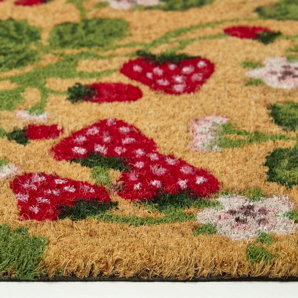 image 1 of Homescapes Strawberry Non-Slip Coir Doormat