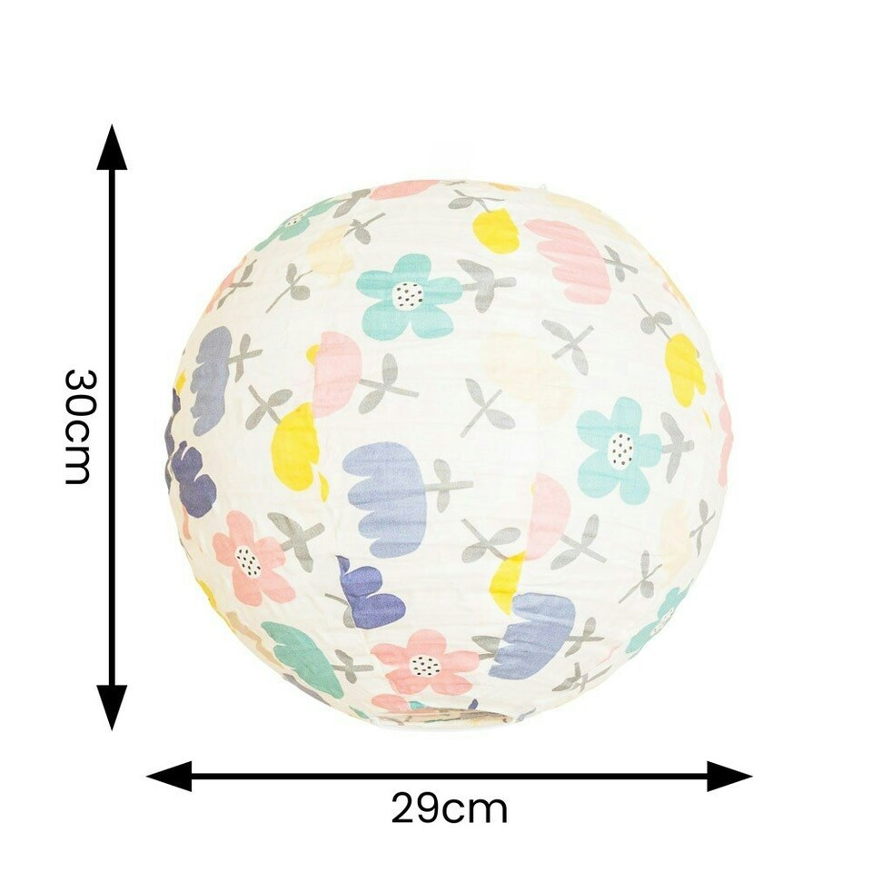 image 1 of ValueLights Annie Bold Floral Natural Fabric Globe Ball Ceiling Lamp Shade