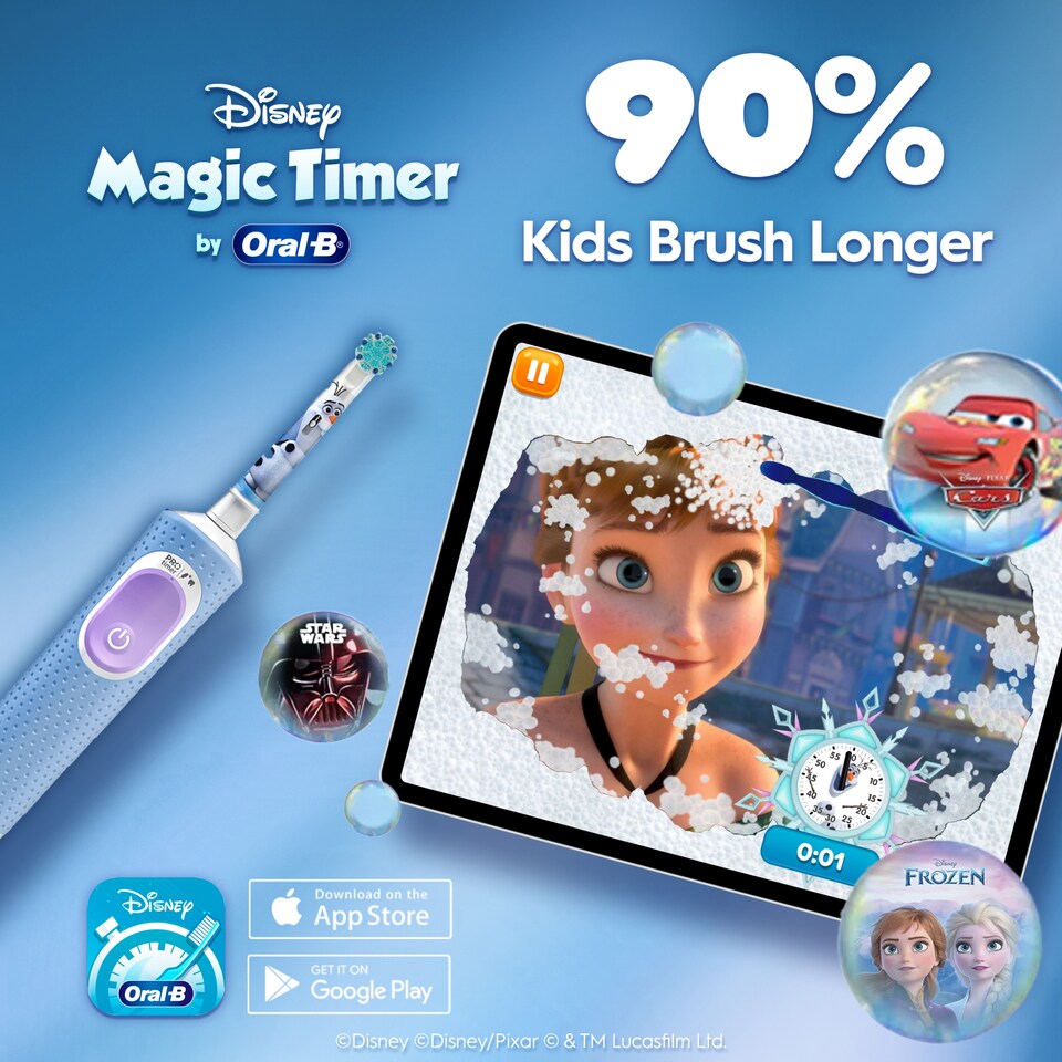 image 1 of Oral-B Pro Kids Handle Disney Frozen Electric Toothbrush with Travel Case