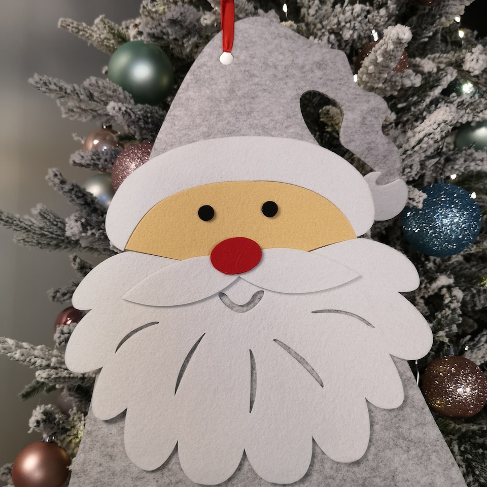 image 1 of 45cm x 115cm Felt Santa Advent Calendar Christmas Decoration in Grey