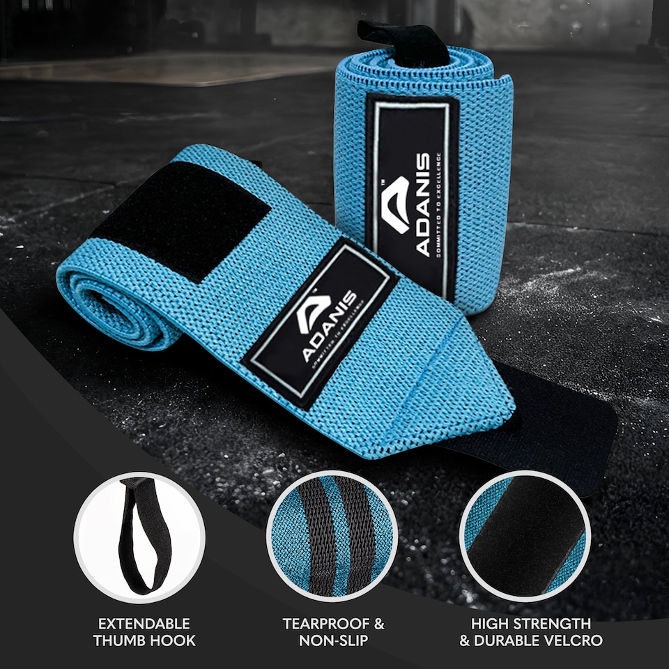 image 1 of Adanis Wrist Wraps for Weightlifting (Pair), Adjustable Wrist Support
