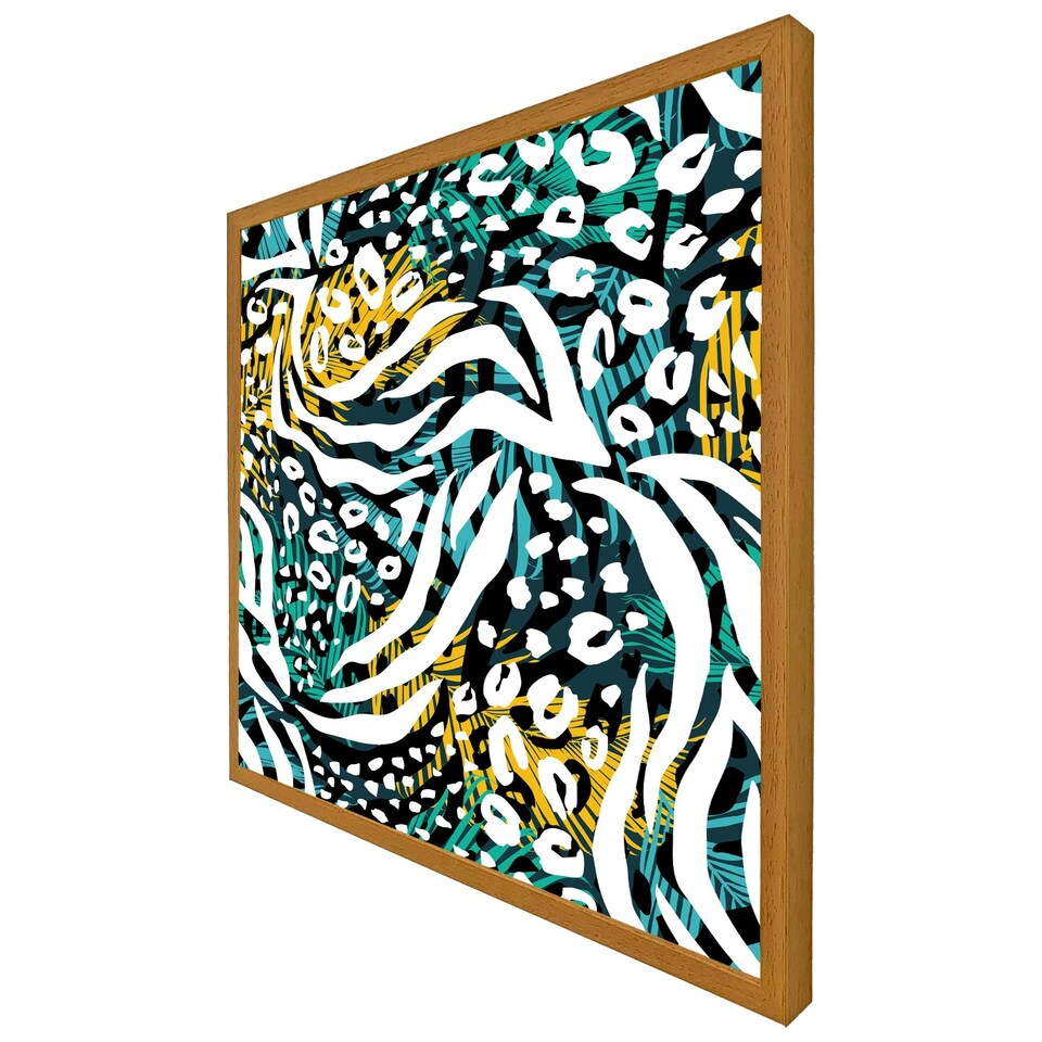 image 1 of Tropical leaves & animal print (Picture Frame) Grey | M