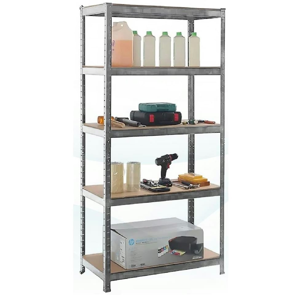 image 1 of Boltless 5 Tier Shelving Racking Heavy Duty Steel Shelf Unit Shed Garage Home Silver