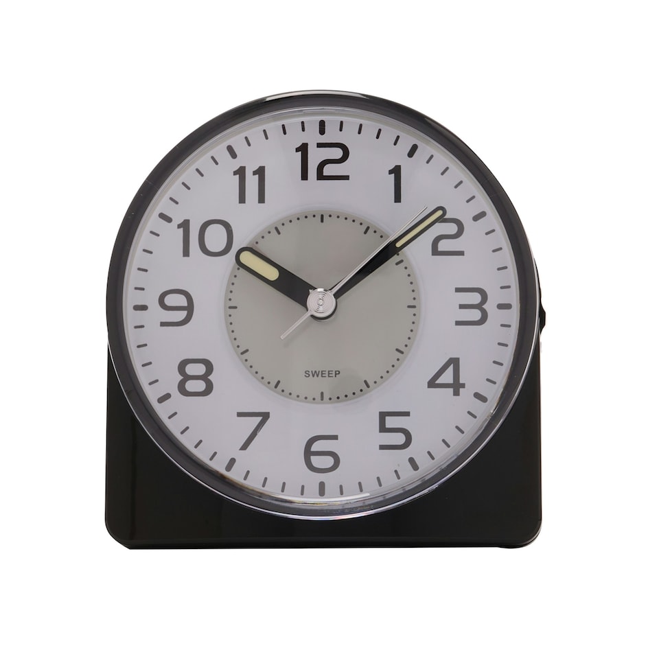 image 1 of Hometime Silent Sweep Round Face Blinking Light Alarm Clock  - Black Black