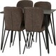image 5 of Marlow Dining Set with Quebec Chairs Black | Black Marble/Grey Faux Leather