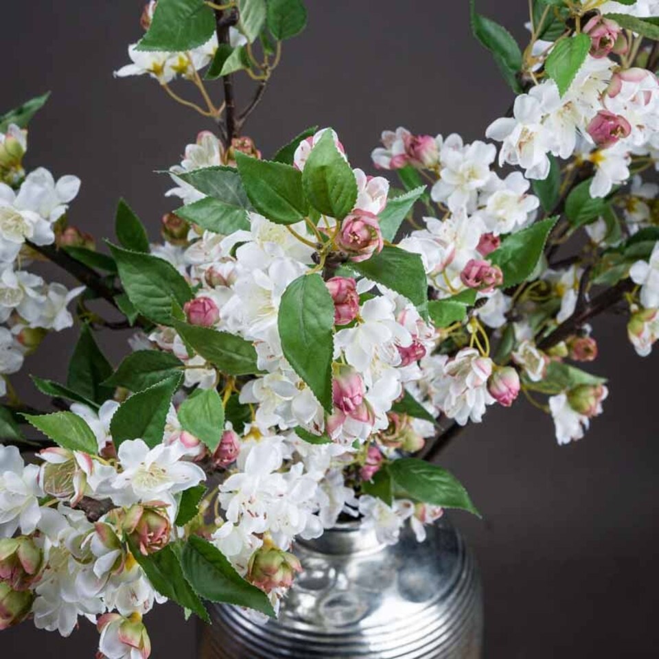 image 1 of English Blossom Branch Artificial Plant - Fabric/Plastic - L8 x W25 x H90 cm - Brown/Green/White