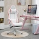 image 2 of Vinsetto Computer Gaming Chair, PU Leather Office Desk Chair with Footrest, Swivel Wheels, 135 Reclining Back, Lumbar Support, Headrest for Home, White and Pink