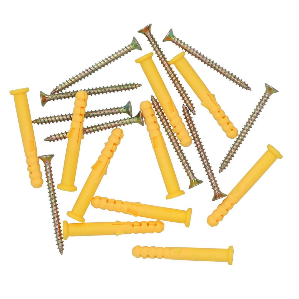 image 1 of 5 x 60mm Countersunk Screws And Wall Raw Plugs For Wood Concrete Brick 20pc