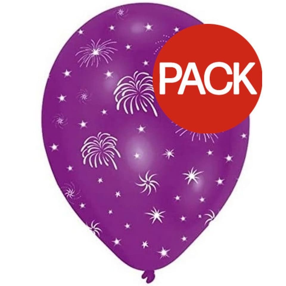 Amscan Latex Firework Balloons (Pack of 6) - Purple - One Size
